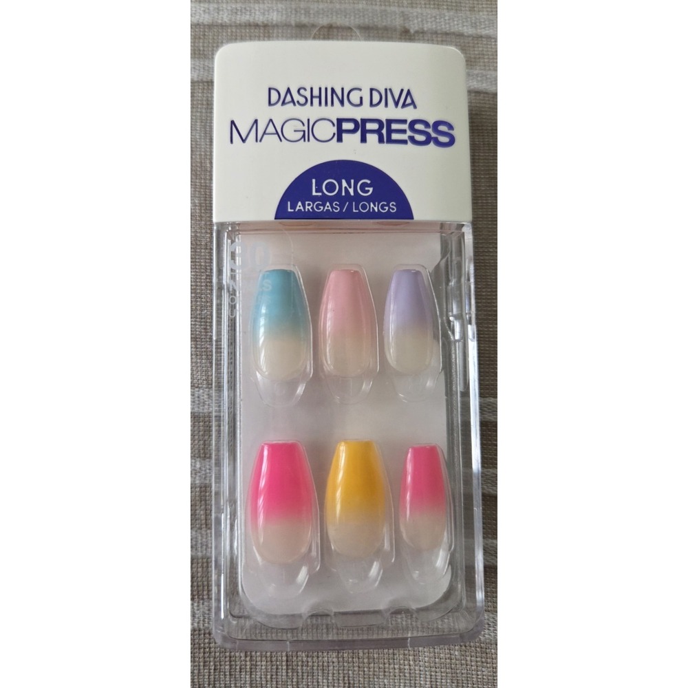Dashing Diva Magic Press-On Nails, "HAPPY MEDIUM " Long, 30 Count,‎ 12 Sizes